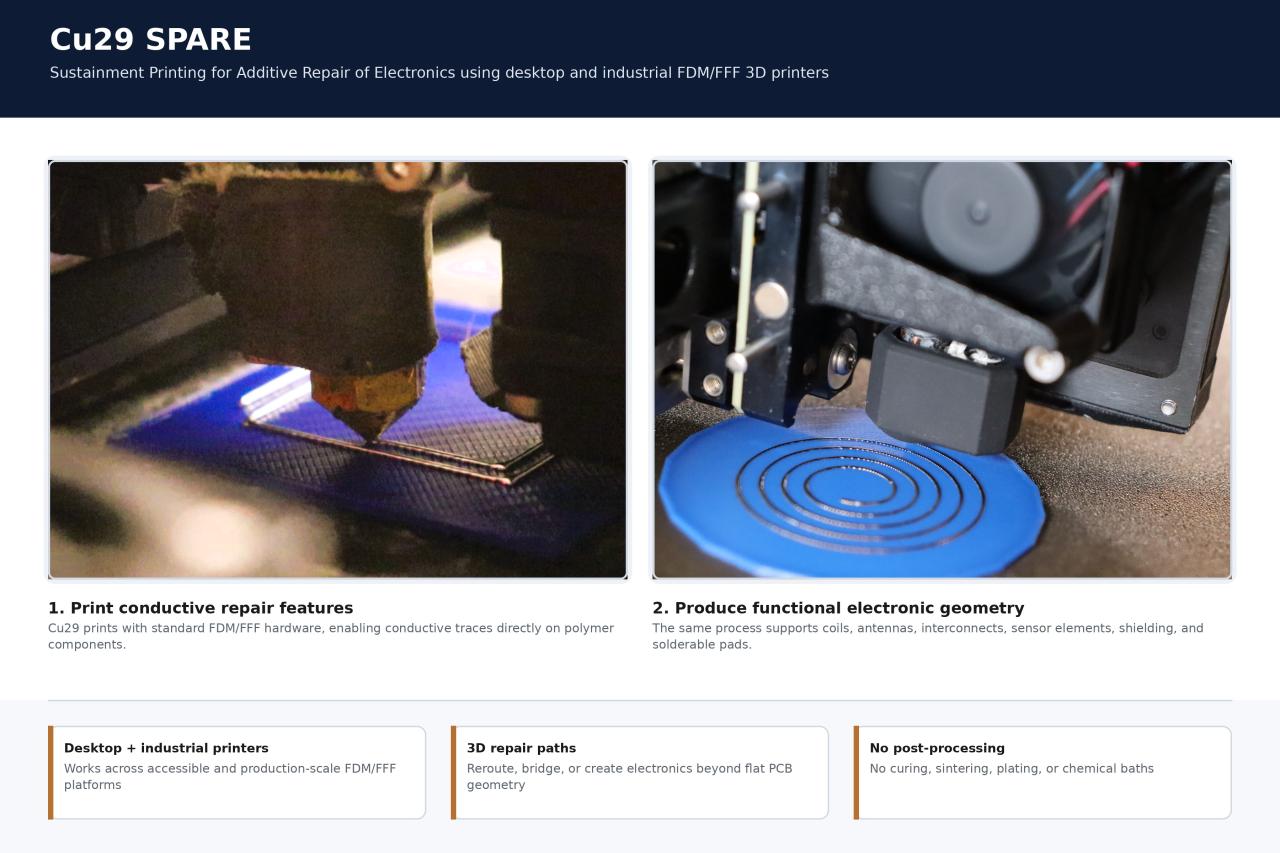 22_Cu29 SPARE (Sustainment Printing for Additive Repair of Electronics) Using Desktop and Industrial FDM.FFF 3D Printers
